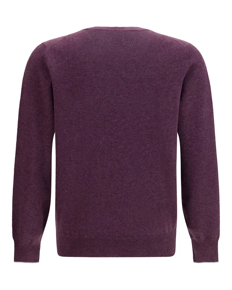 Brunello Cucinelli Men's Cashmere Sweater Prune Kashmir-Capra Hircus Kashmir/capra Purple