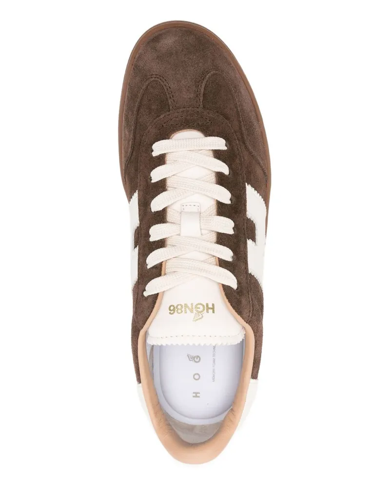 Hogan Suede With Leather Heel Counter Sneaker — Brown Brown