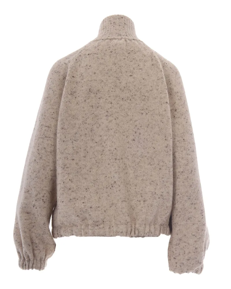 Fabiana Filippi Women's Bomber Jacket Wool Blend Casha Casha Beige
