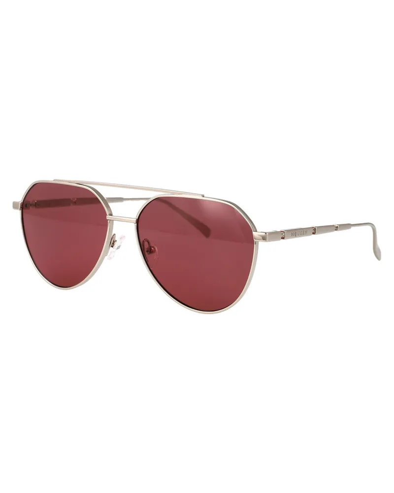 Alexander McQueen Men's Sunglasses Silver-Red Metal Silver-Silver-Red Silver/silver/red Silver