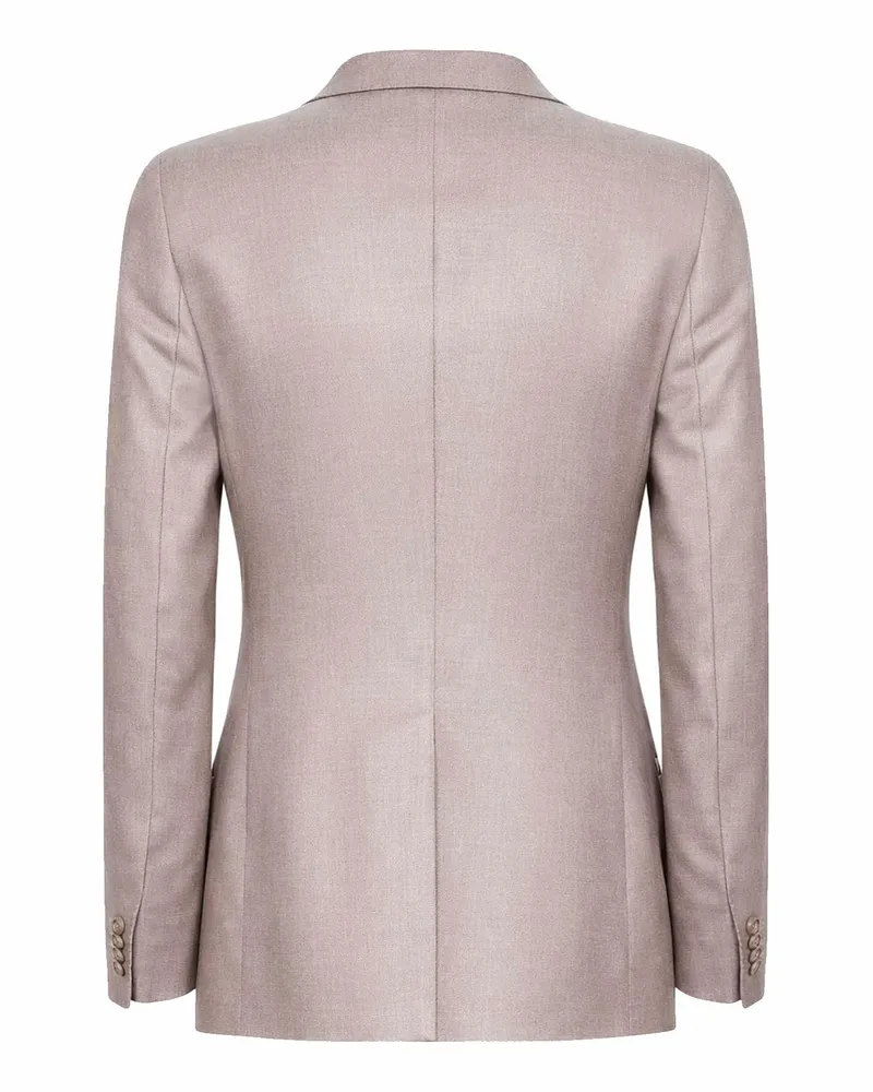 Tagliatore Women's Double-Breasted Blazer Beige Wool-Silk-Linen Virgin Wool Jacket 