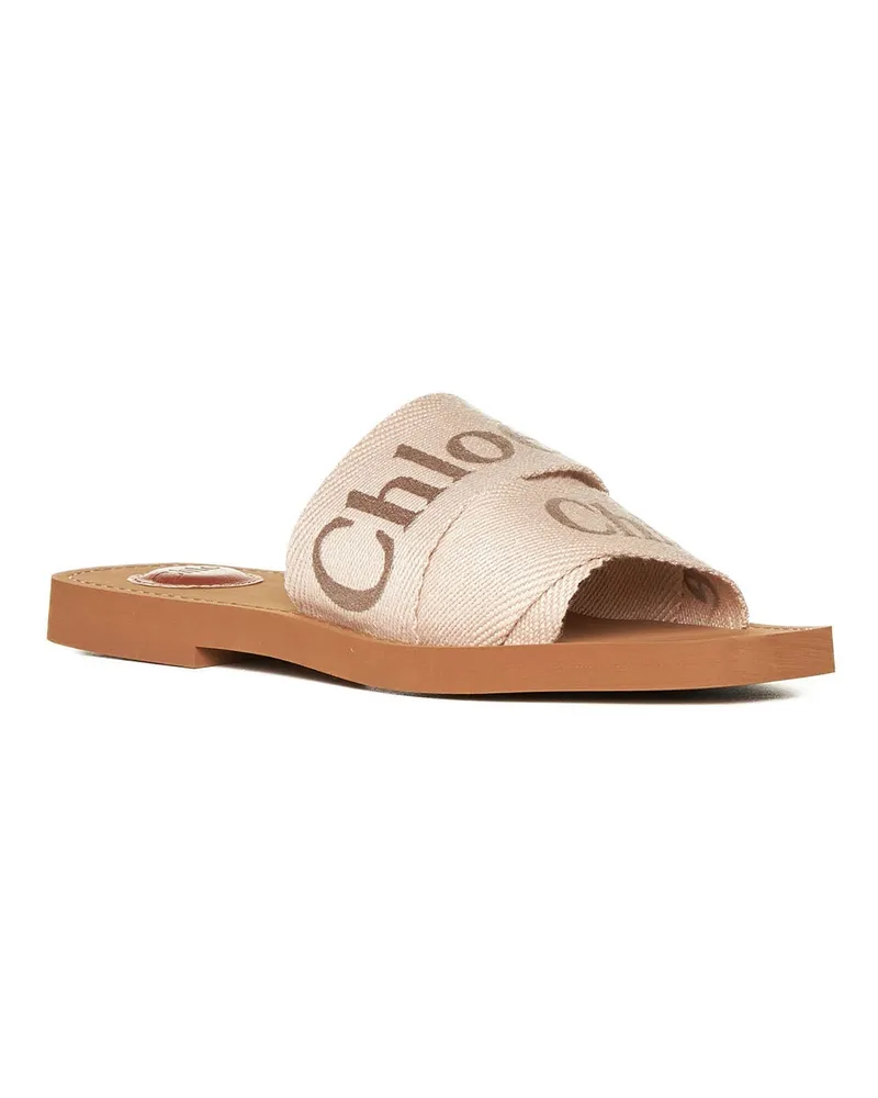 Chloé Women's Slip-On Sabot Woody Beige Linen Sandal Beige