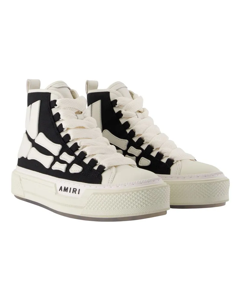 Amiri Men's Skel Court Hi Sneakers -  Canvas Black Cotton Shoes Black