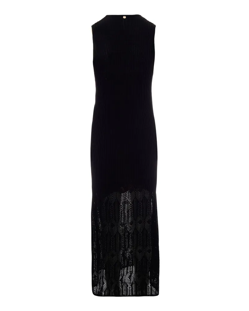 Liu Jo Women's Dress Openwork Knit Black Cotton Evening Suits Black