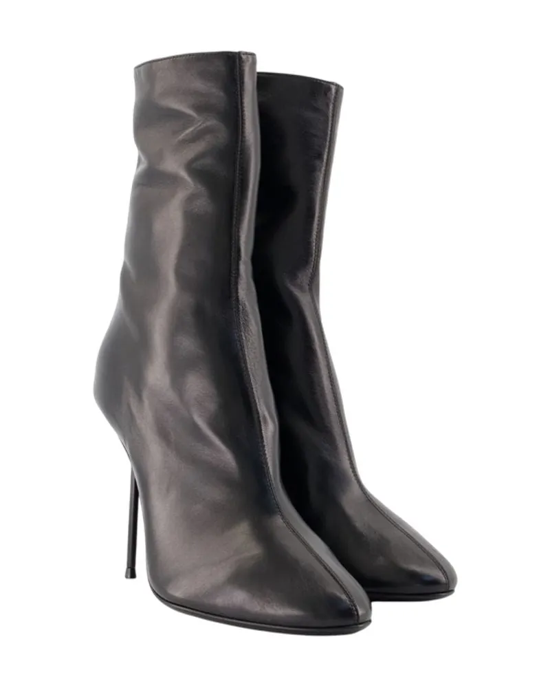 Paris Texas Women's Lidia Ankle Boots -  Leather Black Calfskin Shoes Ankle-Boots Black
