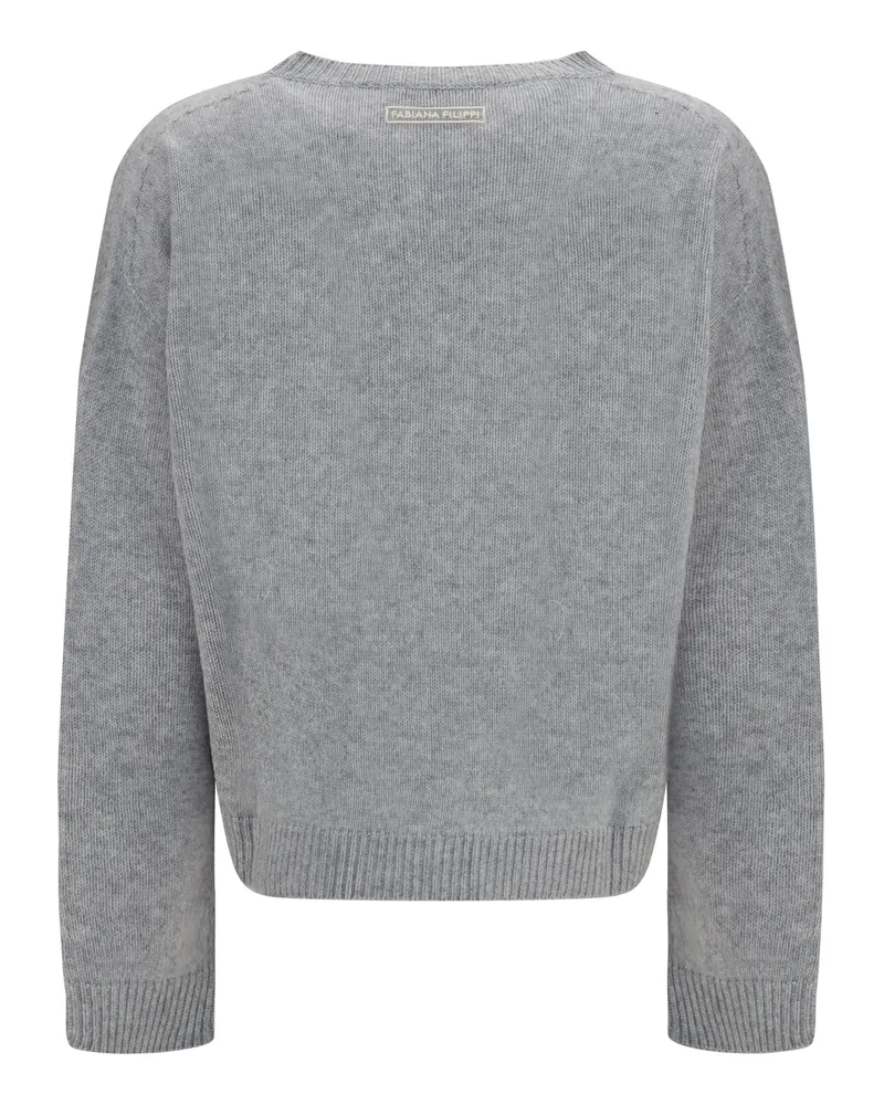 Fabiana Filippi Women's Cashmere Crewneck Sweater Granito Kashmir-Capra Hircus Kashmir/capra Gray