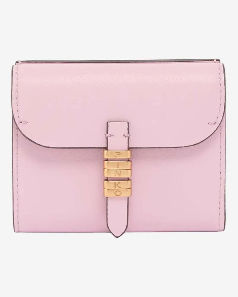 Pinko Women's Leather Wallet With  Lettering Pink & Purses Pink