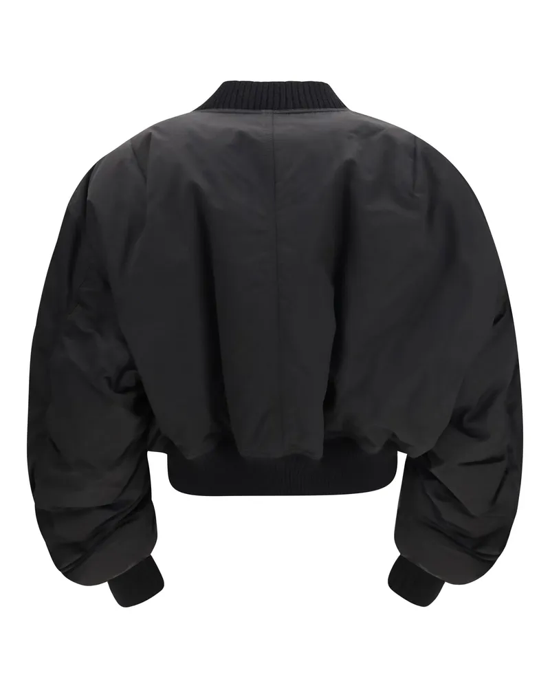 Rick Owens Men's Bomber Jacket With Gathered Sleeves Black Polyester; Cotton Black