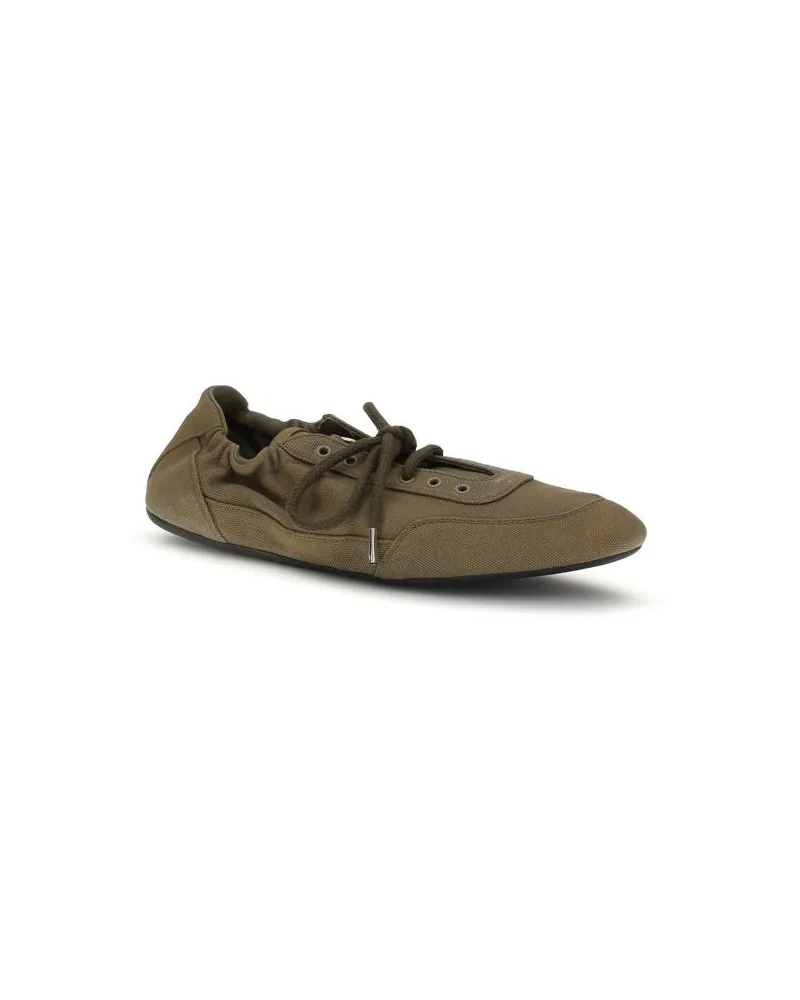 Prada Women's Bicolor Cotton Athletic Sneakers Beige