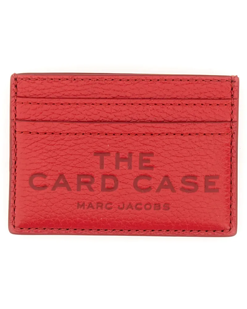 Marc Jacobs Logo-Embossed Red Cowhide Card Case — Red Red
