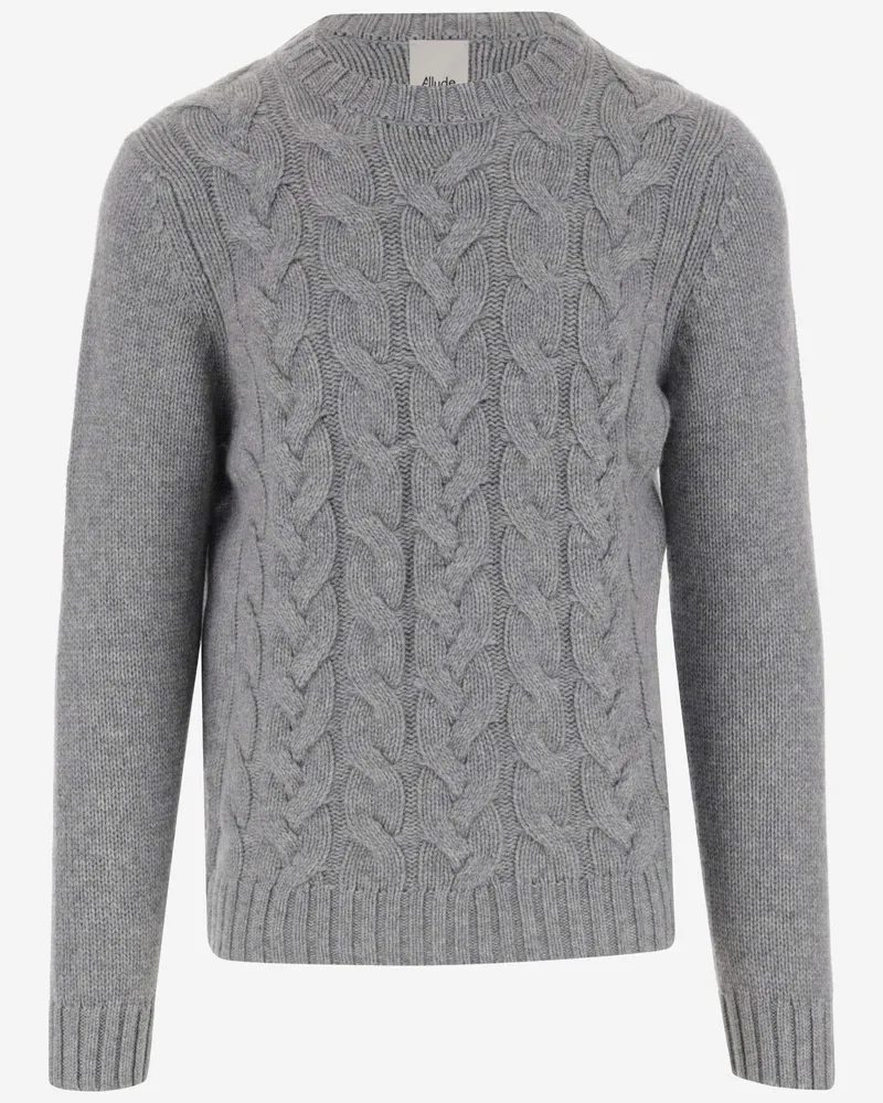 ALLUDE Men's Cashmere Crew-Neck Sweater Grey Gray