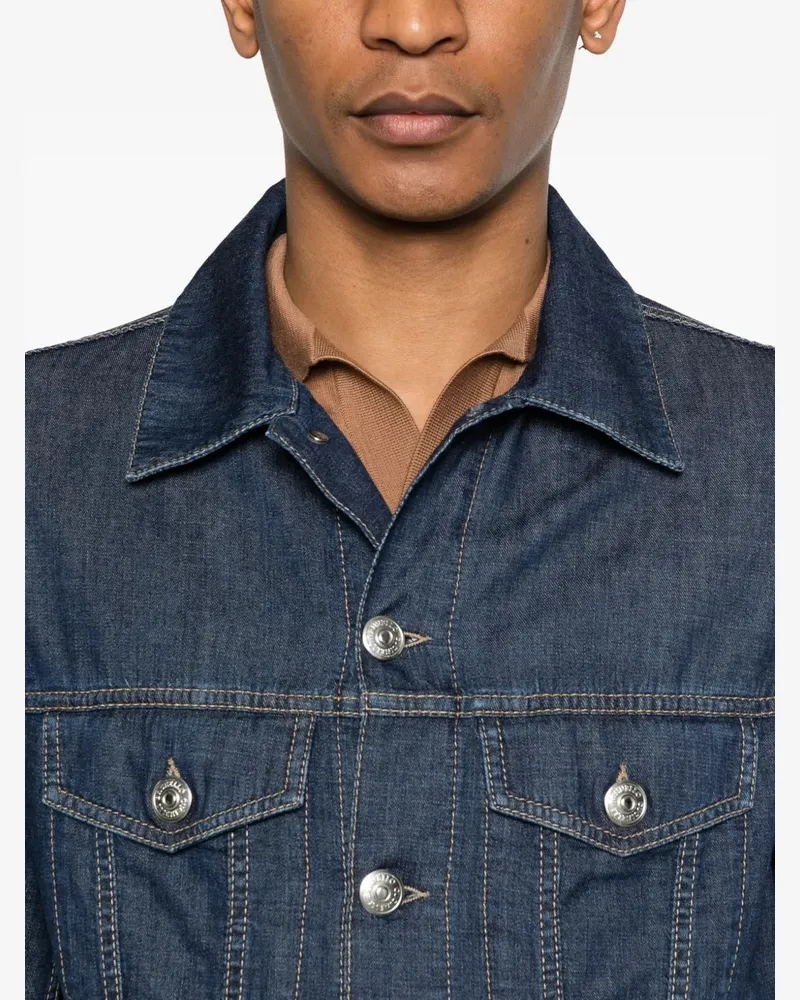 Brunello Cucinelli Men's Button Denim Jacket Ss26 M Blue