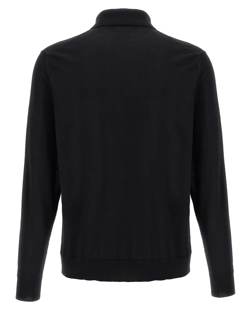 Kiton Men's Black Wool Polo Shirt Black