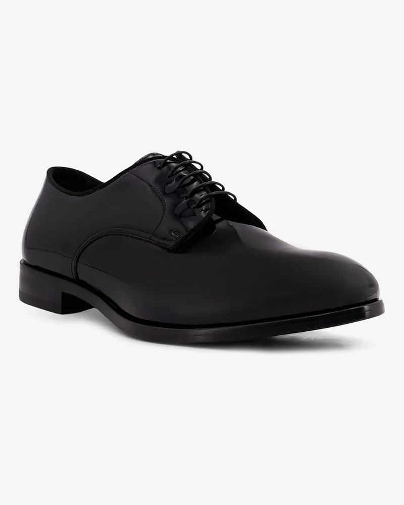 Doucal´s Men's Patent Leather Lace-Up Shoes Black Flat Black