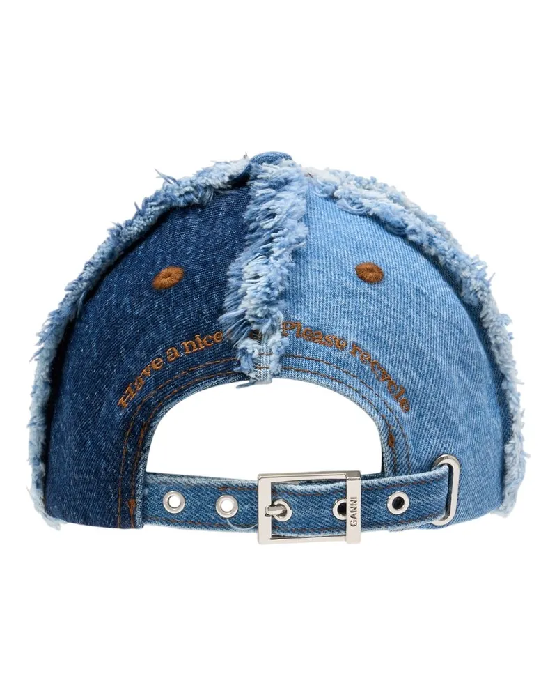 Ganni Women's B3020078-999 Distressed Denim Baseball Cap Blue Cotton Blue