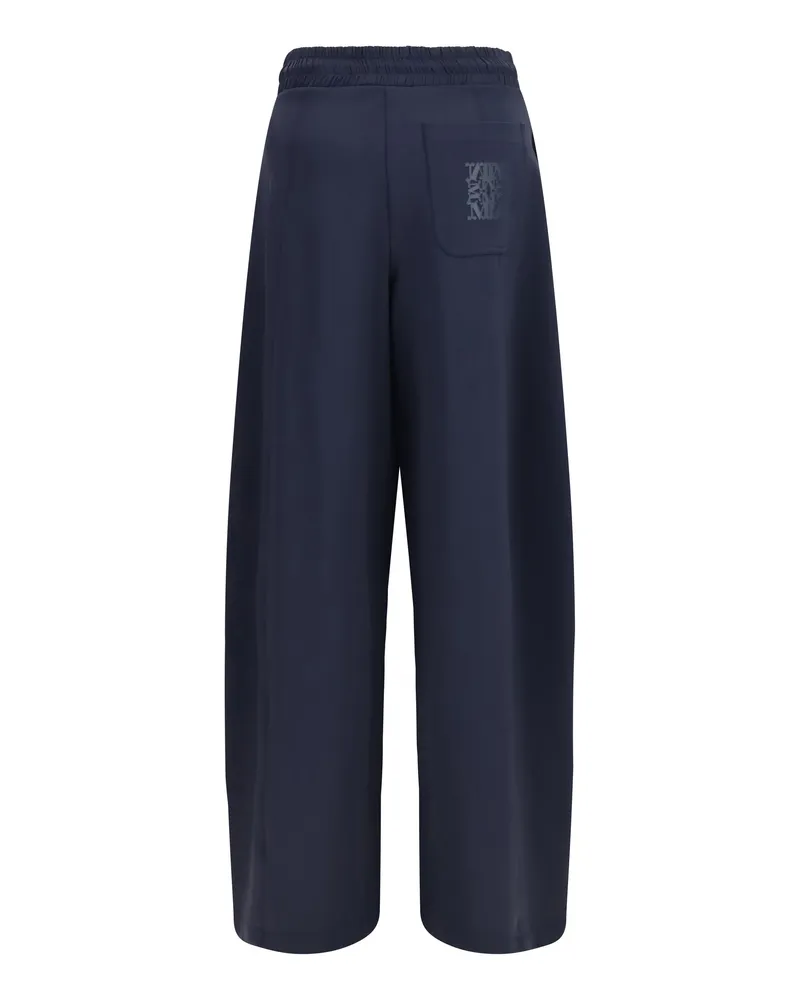 Max Mara Women's Technical Cotton Jersey Trousers Olmo Navy Blue Polyamide Navy