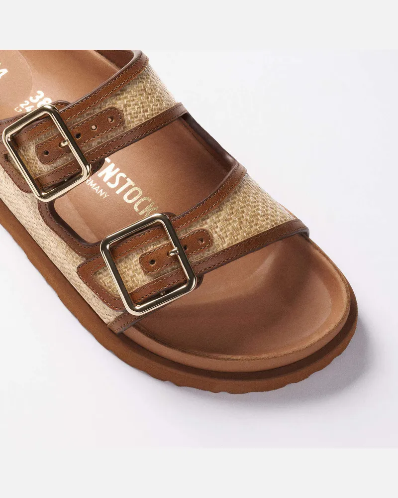 Birkenstock Women's Arizona Framed Raffia 1774 Ginger (narrow) Brown Sandal Brown