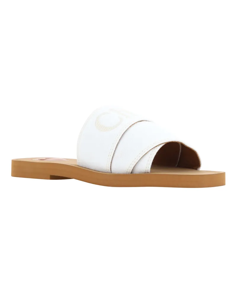 Chloé Women's White Cotton Slides Woody Sandals White