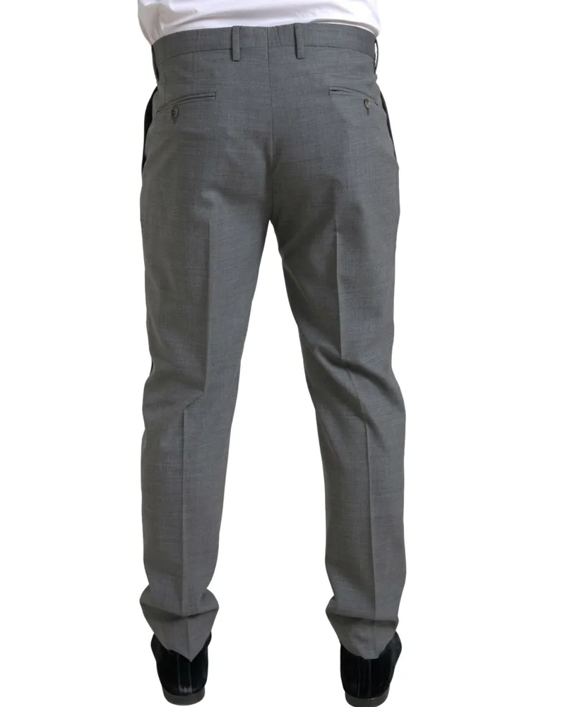 Dolce & Gabbana Gray Wool Chino Skinny Men Dress Trouser Pants Virgin Gray