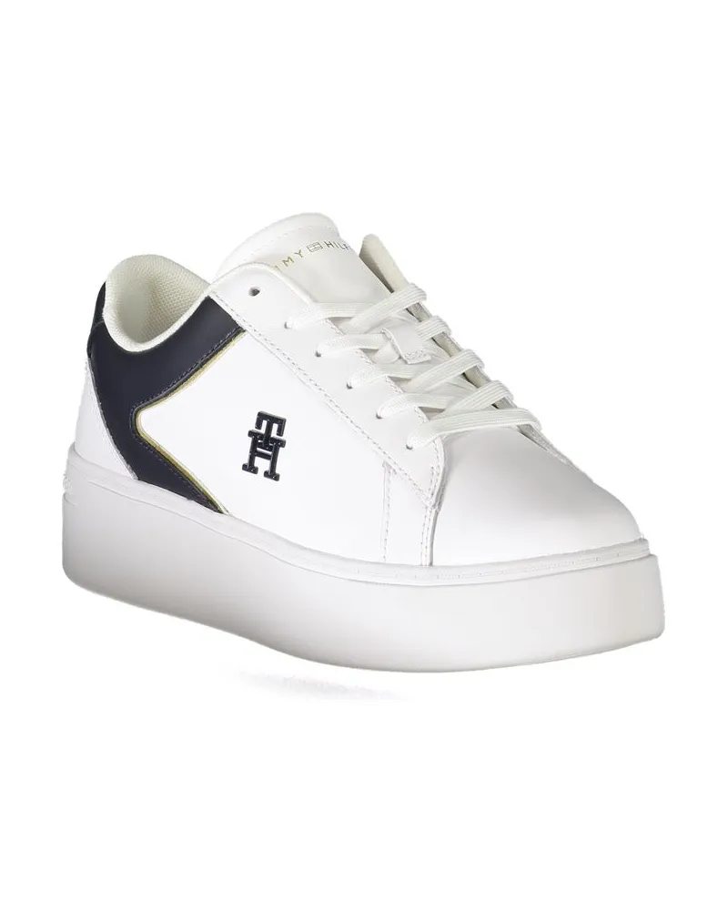 Tommy Hilfiger Contrast-Paneled Leather-Polyurethane Sneaker — White White