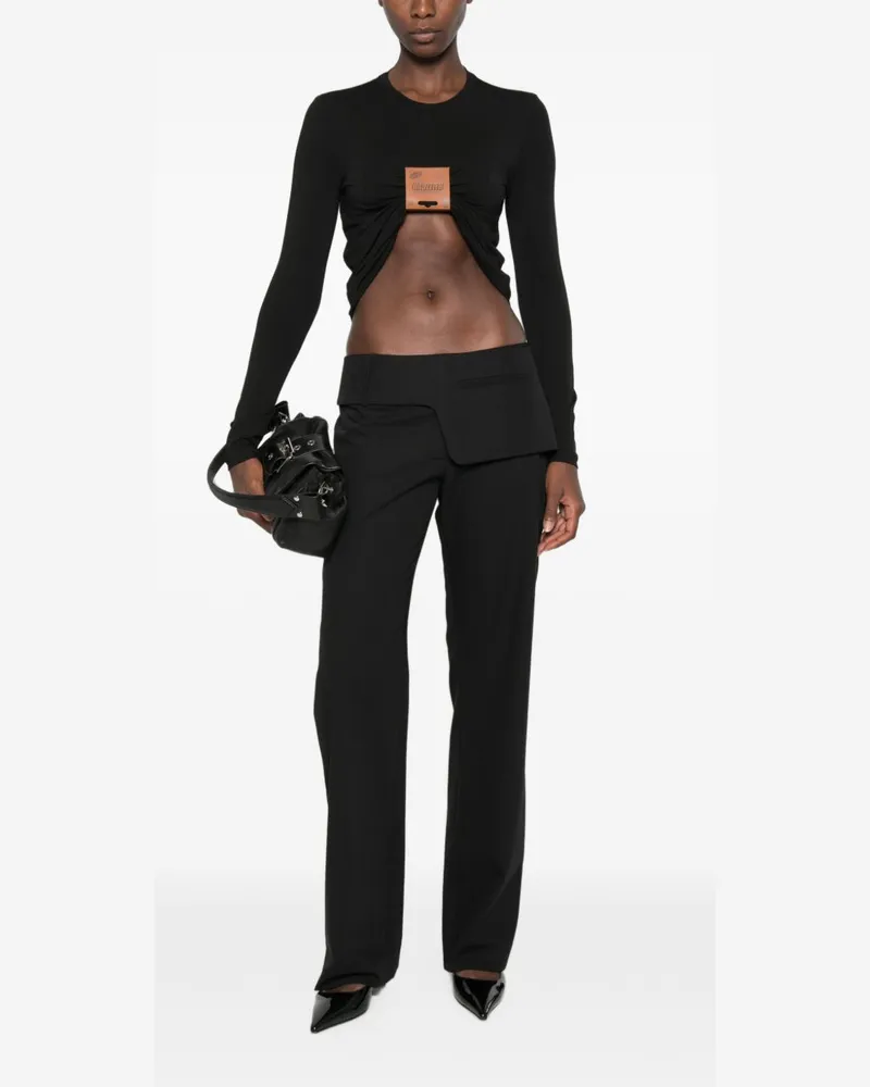 Jean Paul Gaultier Women's Cropped Top The Label Black Viscose Tops Black
