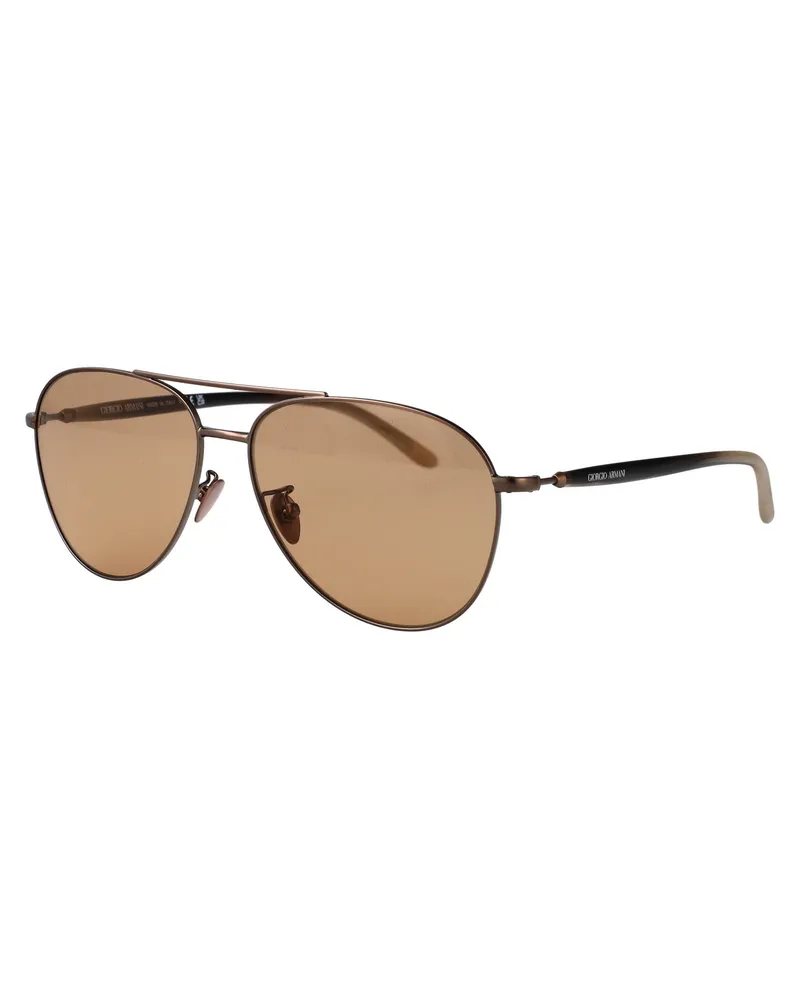 Giorgio Armani 0AR6162 Tinted Aviator Sunglasses — Brown Brown