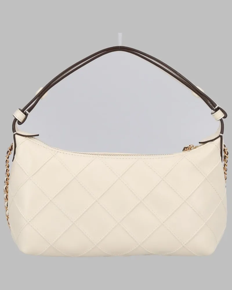 Tory Burch Fleming Lambskin Leather Clutch — White White