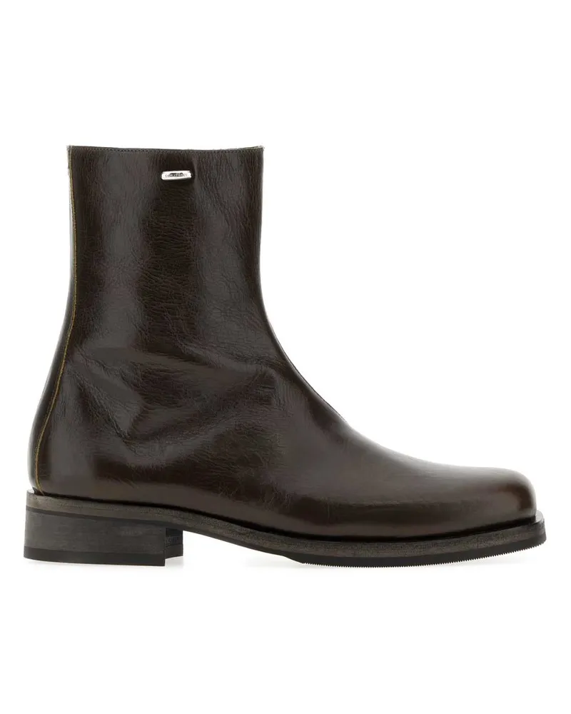 Our Legacy Men's Chocolate Leather Camion Ankle Boots Deep Olive Stivali Brown