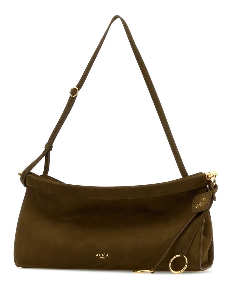 Alaïa West Leather Shoulder Bag — Green Green