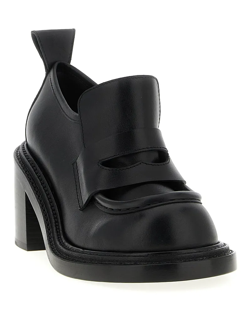 Moschino Women's Black Leather Platform Loafers Black