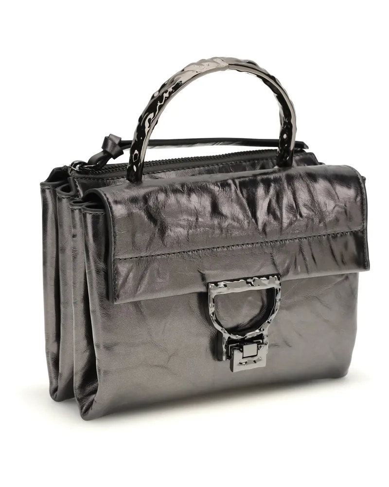 Coccinelle Women's Arlettis Droplet Handbag Gun Metal Calf Leather Bos Taurus Handbags Hand Bags Gray