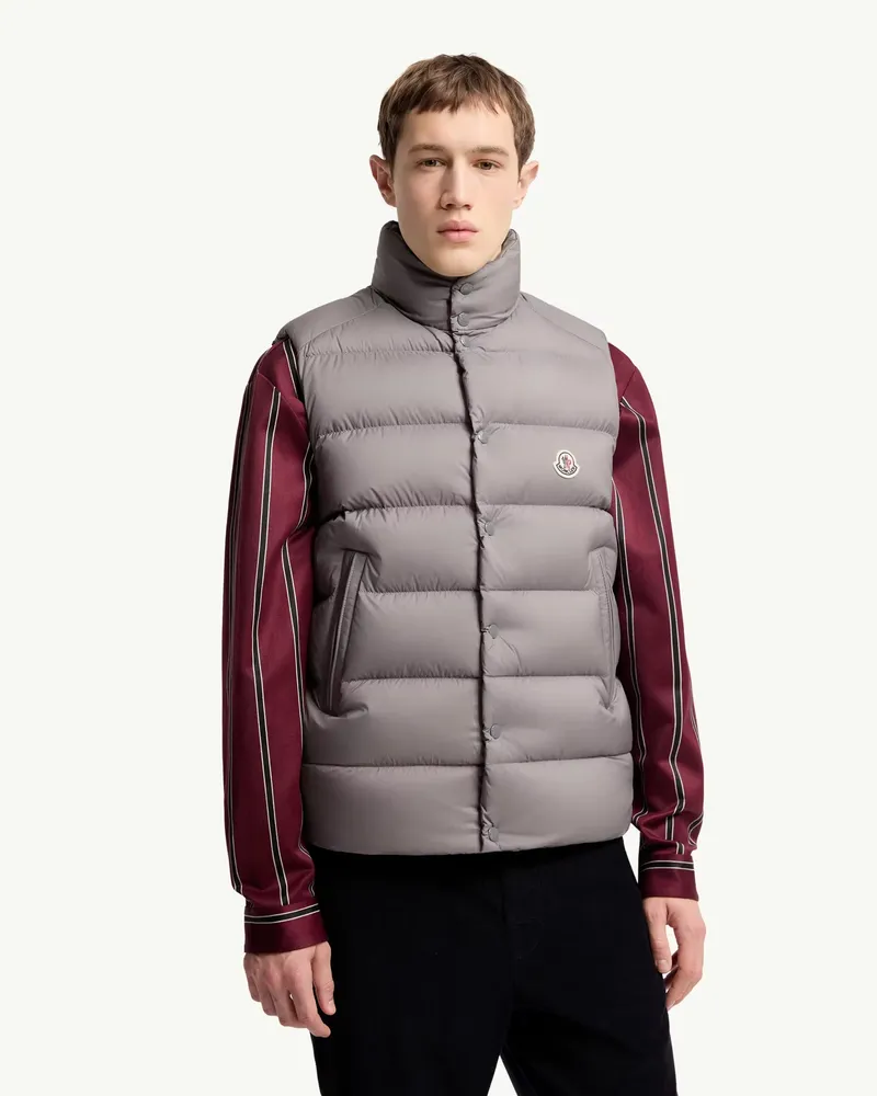 Moncler Men's Gilet Doudoune Tibb Gris Bleu Gray Down Jackets Coat Gray