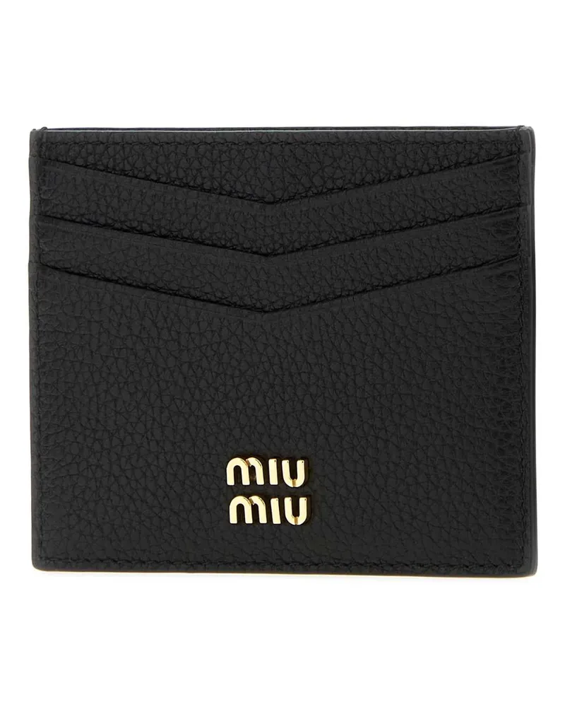 Miu Miu Women's Black Leather Card Holder Nero Portafogli Wallet Black