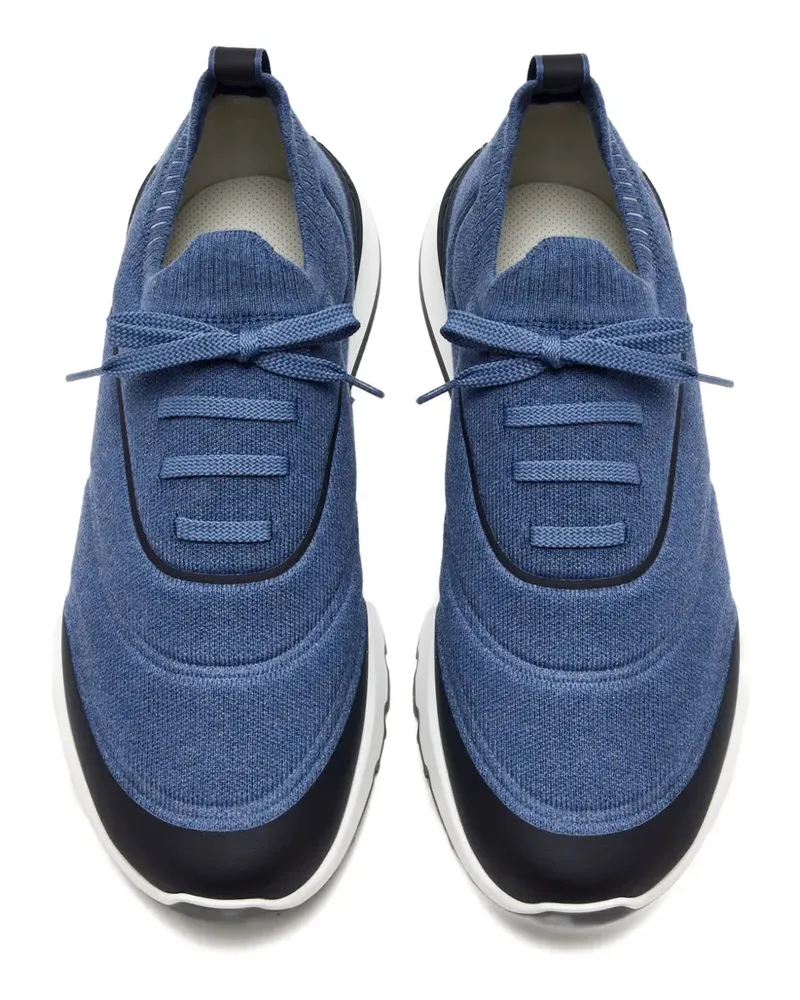 Brunello Cucinelli Men's Lace-Up Sneakers Ss26 M Blue