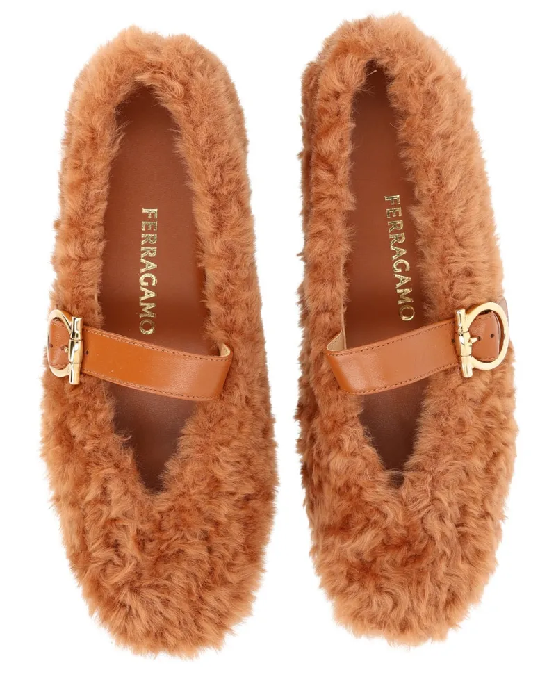 Ferragamo Love Ornament Ballerina Flat — Beige Beige