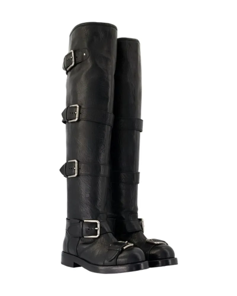 Dolce & Gabbana Women's Stivale Boots -  Leather Black Calfskin Shoes Black