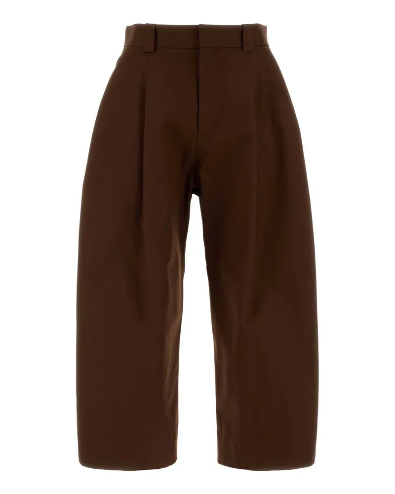 Balenciaga Brown Exterior: Cotton Pantaloni Trousers Brown
