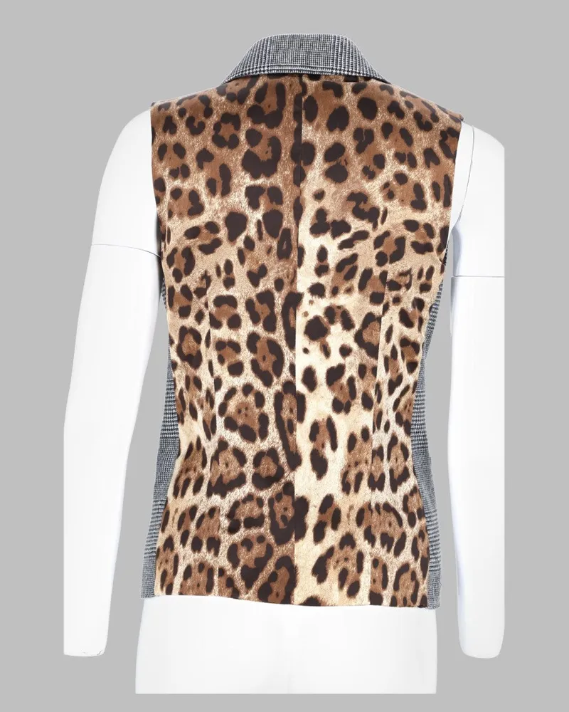 Dolce & Gabbana Prince of Wales Check Flannel Vest — Gray Gray