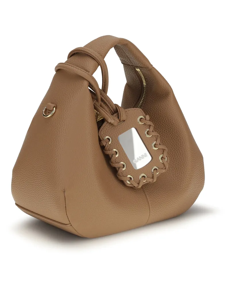 Ganni Women's Hobo Handbag Tawny Birch Recycled Polyester Handbags Hand Bags Beige