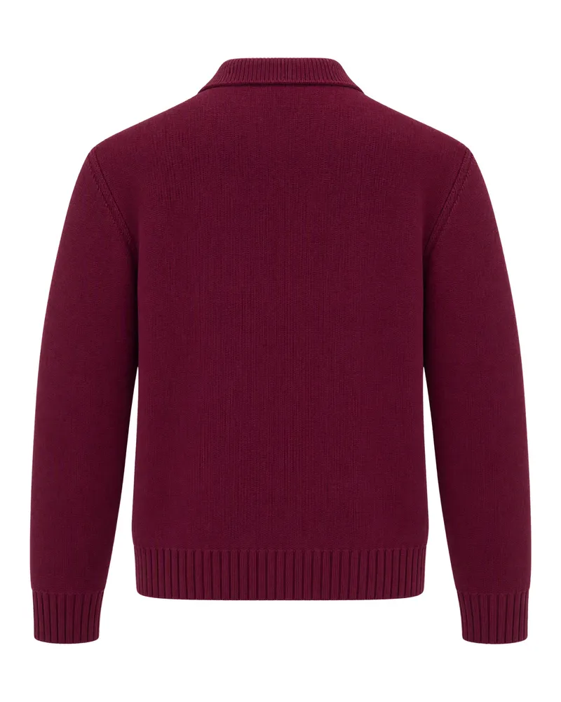 Arte Antwerp Logo-Embroidered Wool Cardigan — Burgundy Burgundy
