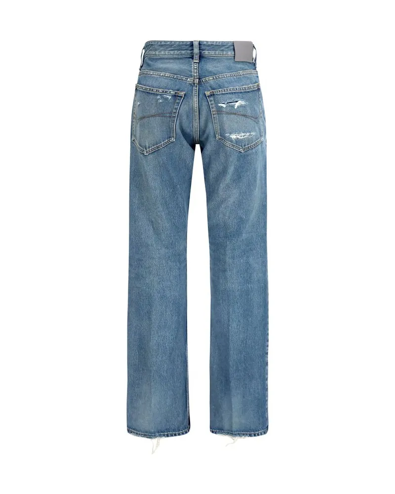 Balenciaga Women's Blue Cotton Straight-Leg Jeans Clothing Blue