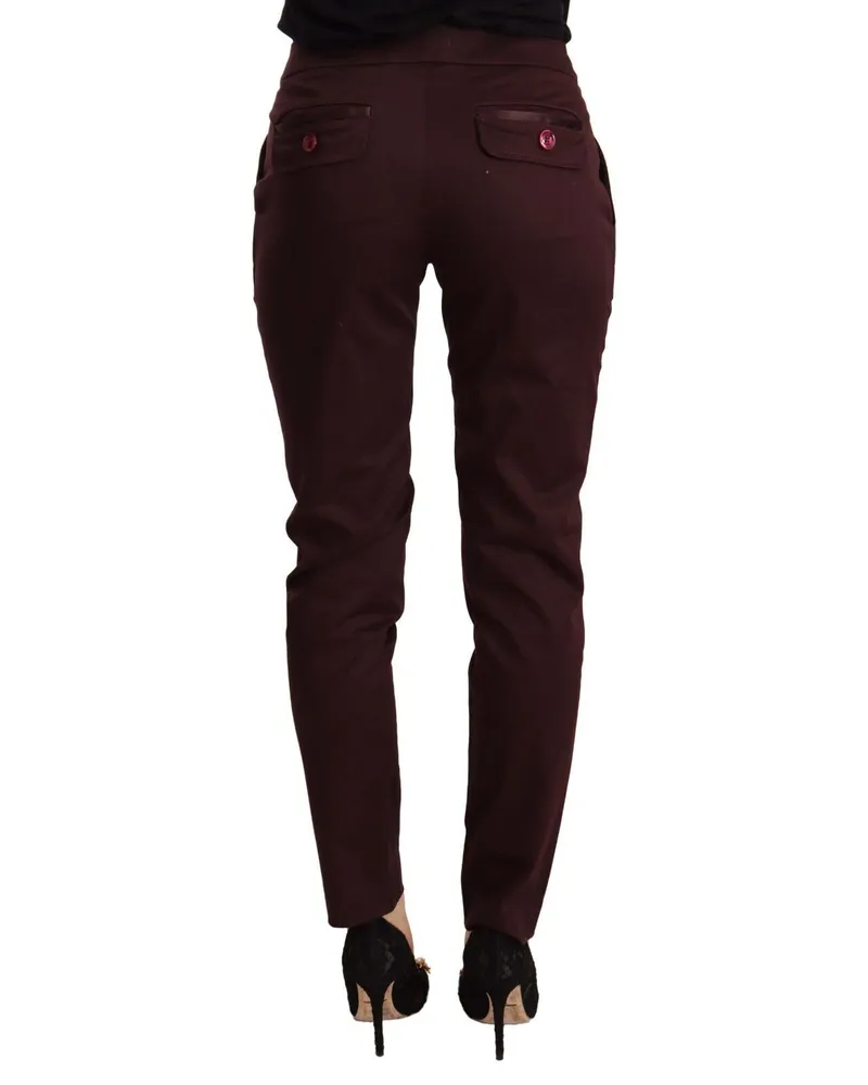 Just Cavalli Mid-Waist Skinny Trousers — Burgundy Burgundy