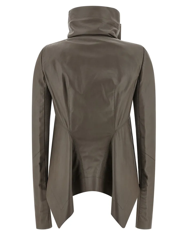 Rick Owens Women's Gray Lamb Leather Jacket Clothing Gray