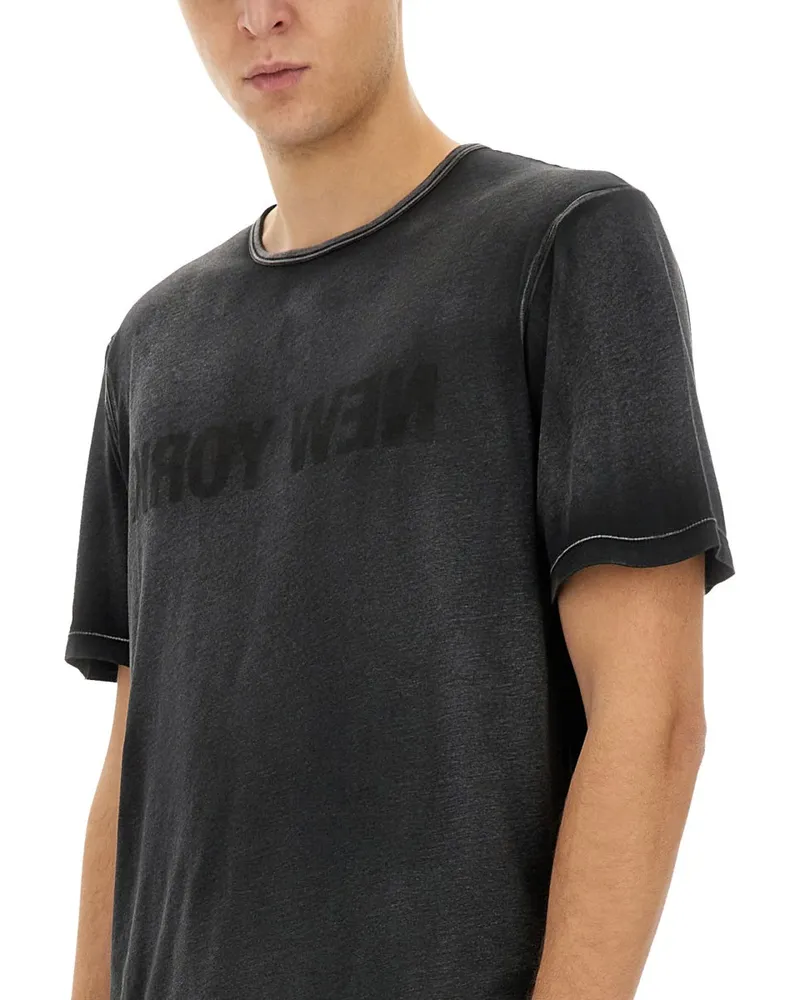 Helmut Lang Garment-Dyed Pima Cotton T-Shirt — Black Black