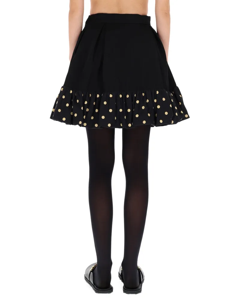 Moschino Polka Dot Virgin Wool Skirt — Black Black