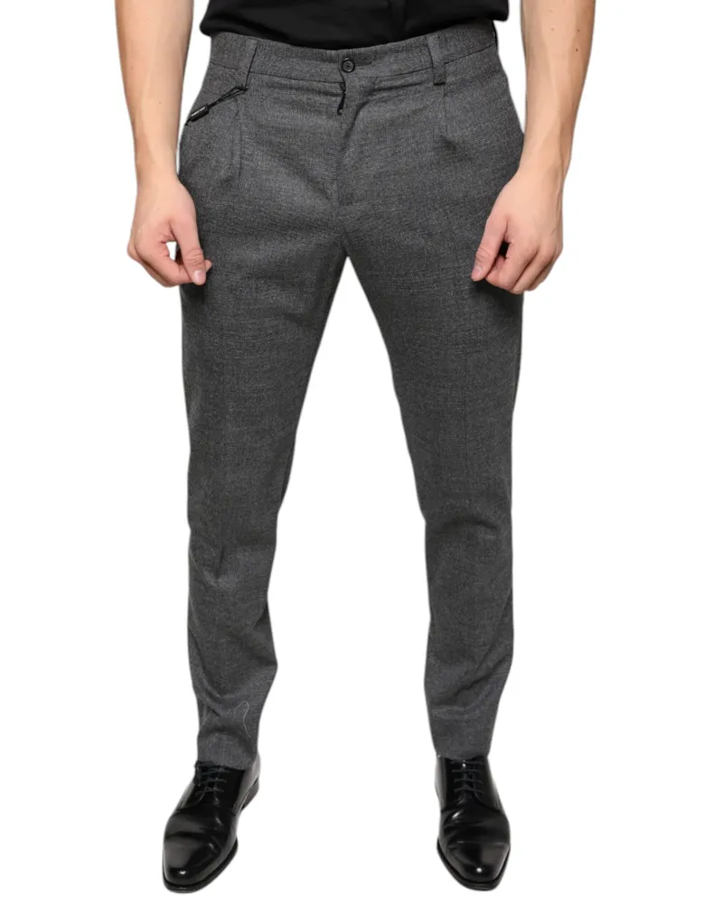 Dolce & Gabbana Men's Gray Check Tartan Wool Skinny Pants Virgin Elastane Gray