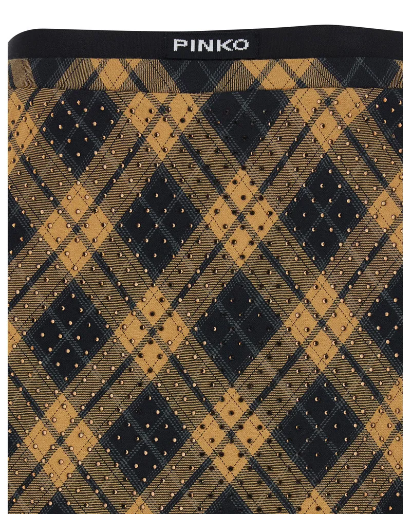 Pinko Women's Skirt With Hotfix Yellow Tech Fabric Viscose Yellow