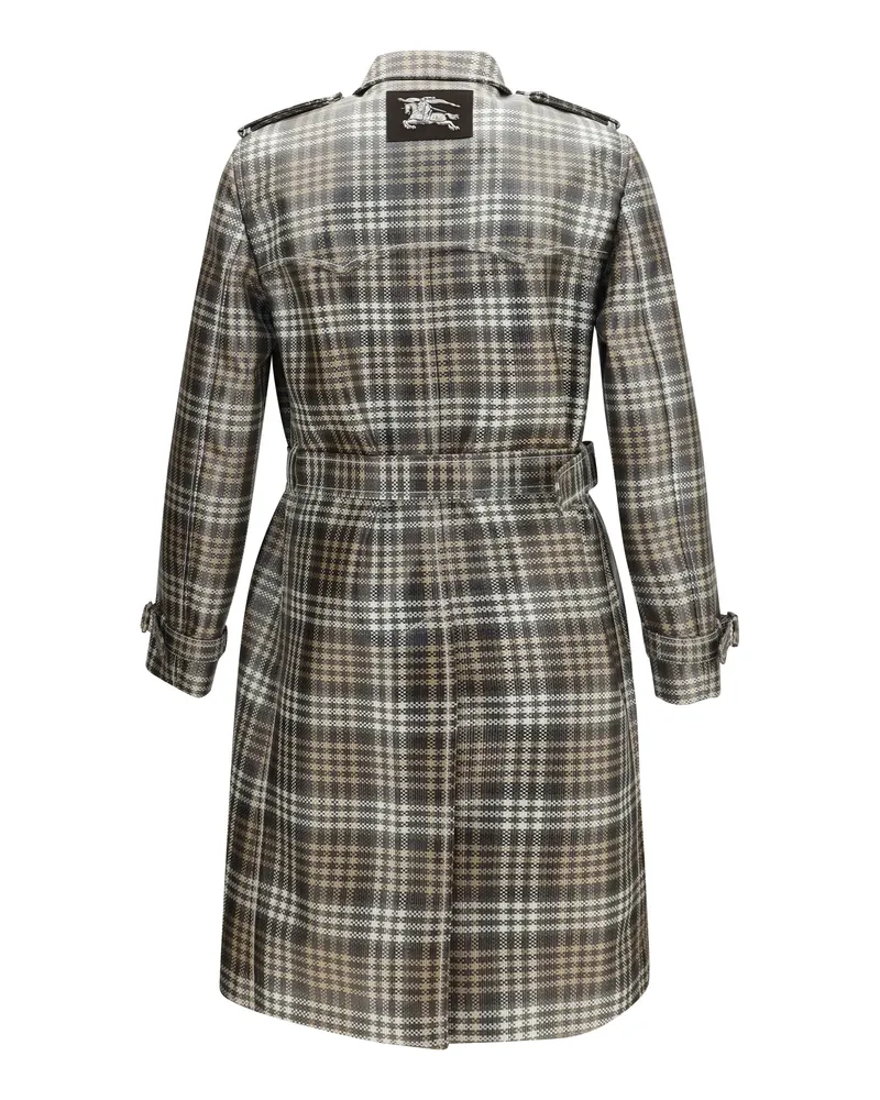 Burberry Men's Double-Breasted Foxfield Madras Trench Chalk White-Truffle Coats White/truffle Multicolor