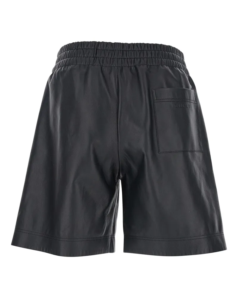 Gucci Men's Black Bermuda Shorts With Elasticated Waist Lamb Black