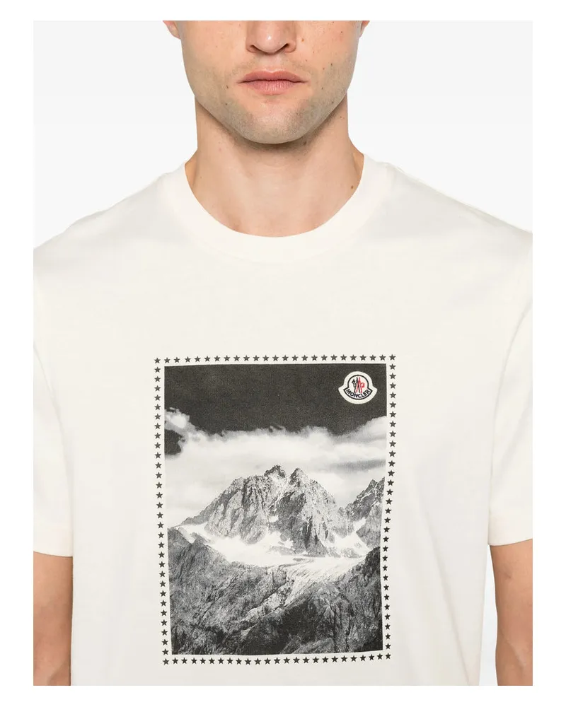 Moncler Mountain Print T-Shirt — Beige Beige